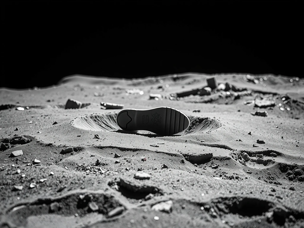 A singular mark of presence on a desolate landscape