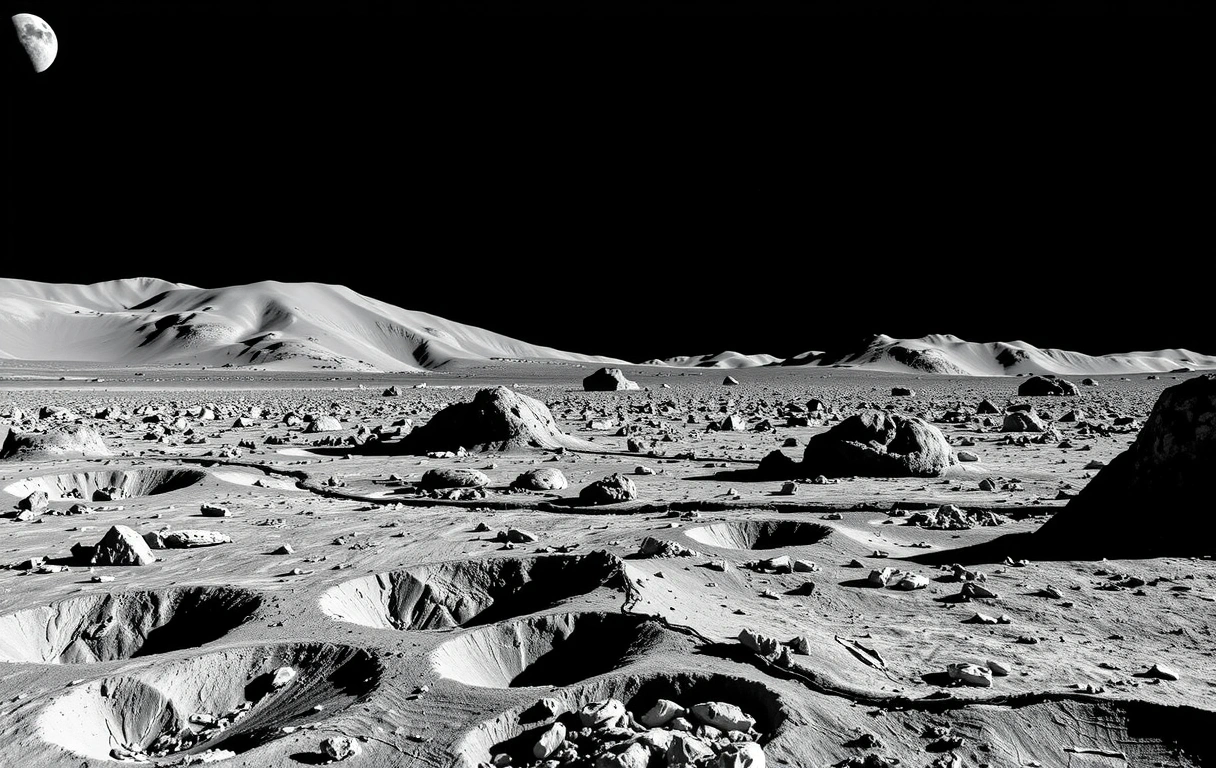 Desolate lunar horizon